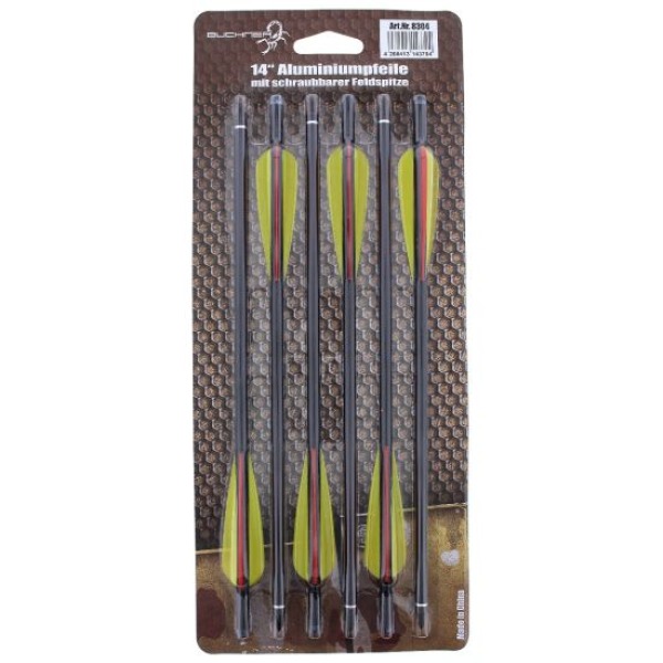 Aluminiumpfeile 14 Zoll schwarz – 6er Pack