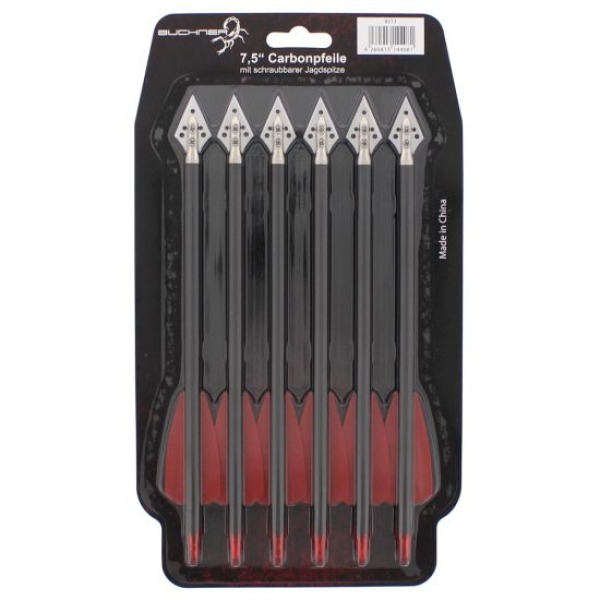 Carbonpfeile 7.5 Zoll mit Jagdspitze – 6er Pack