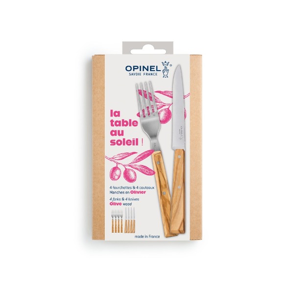 Opinel LA TABLE AU SOLEI Set, 4 Gabeln + 4 Messer, Olive bei Survivalfreunde.de