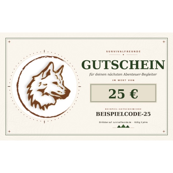 Survivalfreunde Gutschein 25 Euro – digitaler Geschenkgutschein