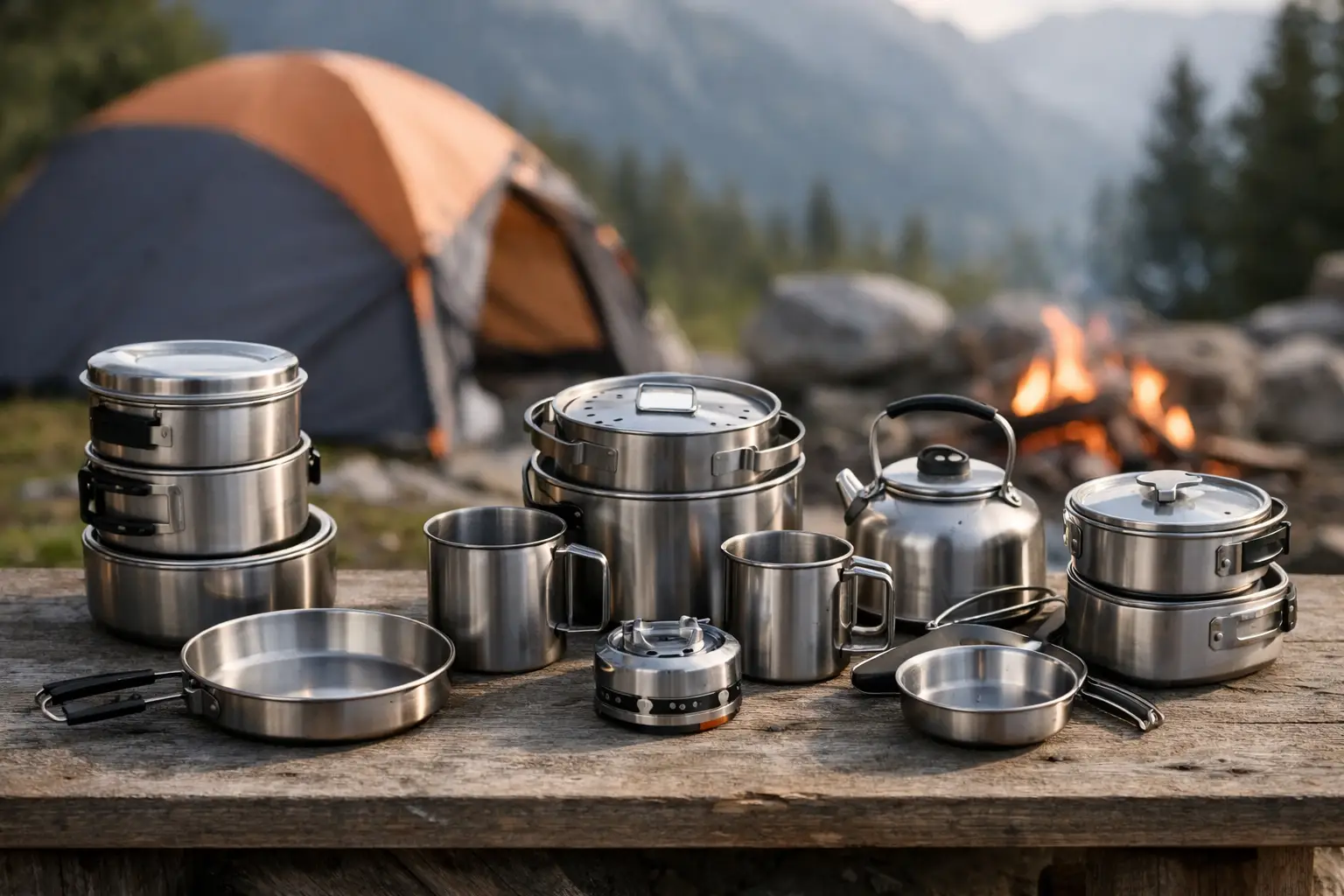 Mehr über den Artikel erfahren Camping Kochset Edelstahl Vergleich für Touren