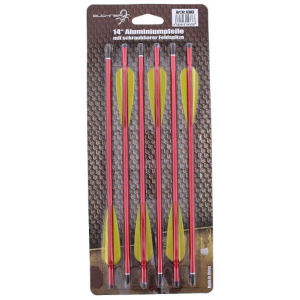 Aluminiumpfeile 14 Zoll rot – 6er Pack
