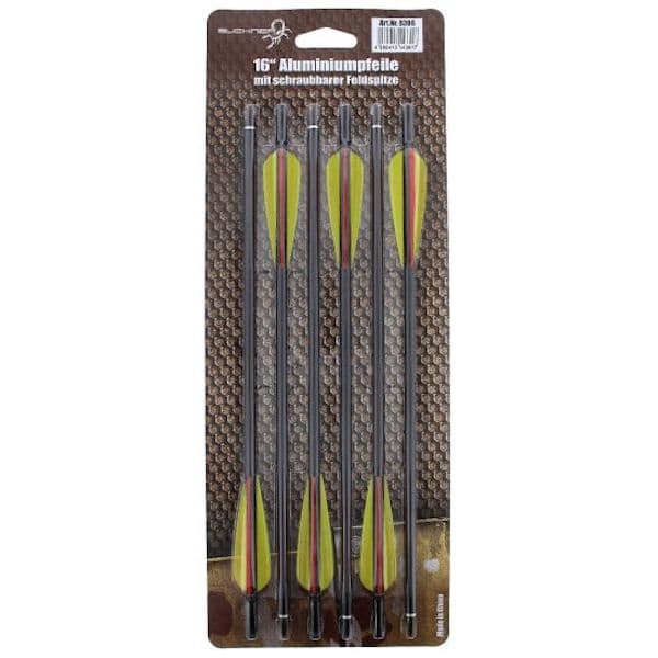 Aluminiumpfeile 16 Zoll schwarz – 6er Pack