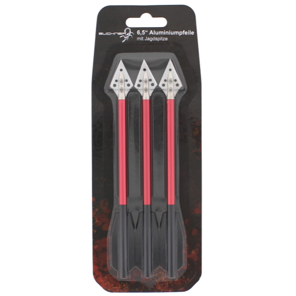 Aluminiumpfeile 6.5 Zoll mit Jagdspitze – 3er Pack