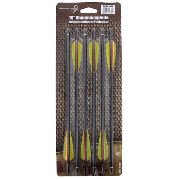 Buchner Aluminiumpfeile 16 Zoll schwarz – 6er Pack