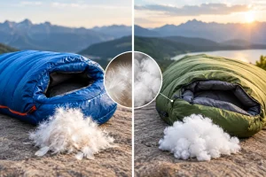 Mehr über den Artikel erfahren Daunenschlafsack oder Kunstfaserschlafsack?