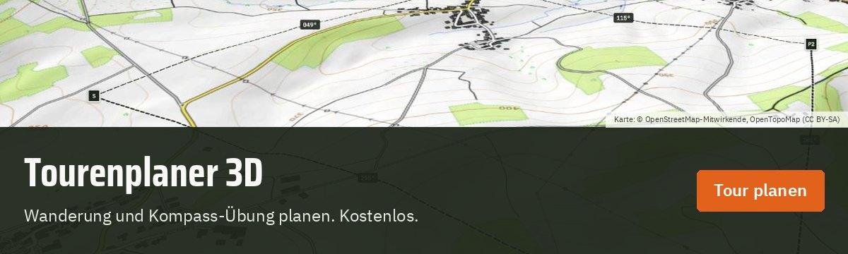 Tourenplaner 3D von Survivalfreunde: Wanderung und Kompass-Übung kostenlos planen